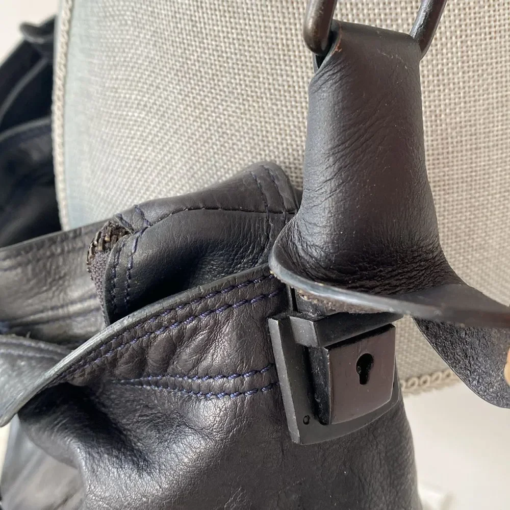 Rare VTG Diesel Dark Gray Leather and Canvas Large Bag Mixed Media Urban Street